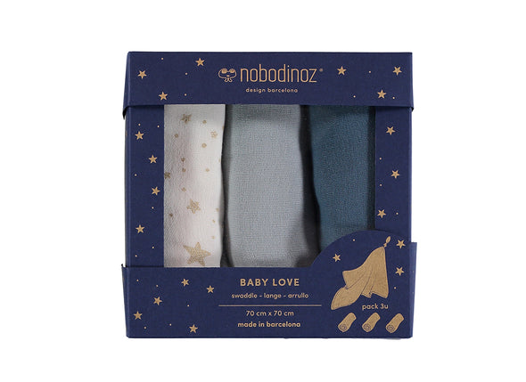 Baby Love Swaddle - GIFT BOX of 3 Night Blue