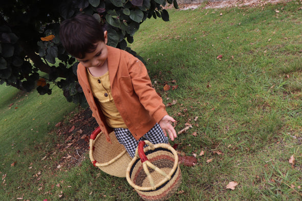Large Round Basket- Tan Handle