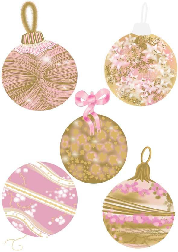 Pink & Golden Christmas Baubles