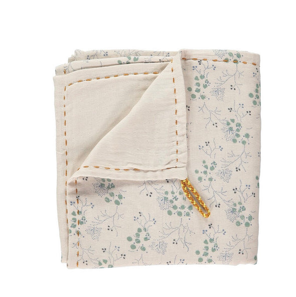 Minako Floral Double Swaddle/ Blanket Cornflower & Stone