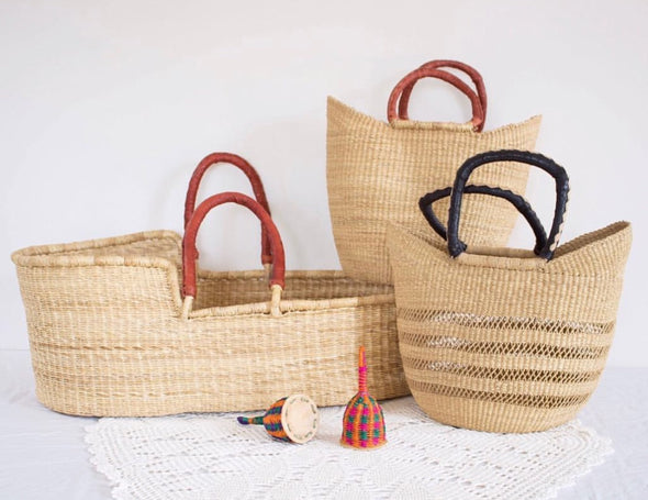 Market Basket Bag- Black Handles