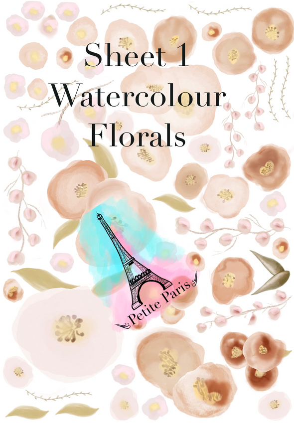 Floral Decals Watercolour SHEET 1