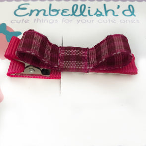 Easy Soft Bow Clips- Tartan bright Pink