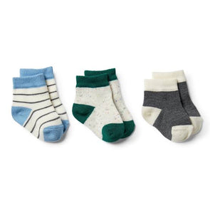 Baby Socks Storm Grey, Faded Denim, Fern -3 pack