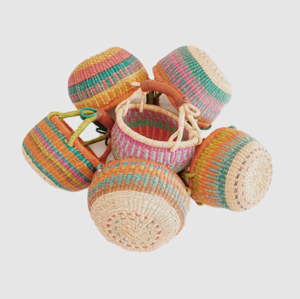 Mini Round Basket- Tan Handles